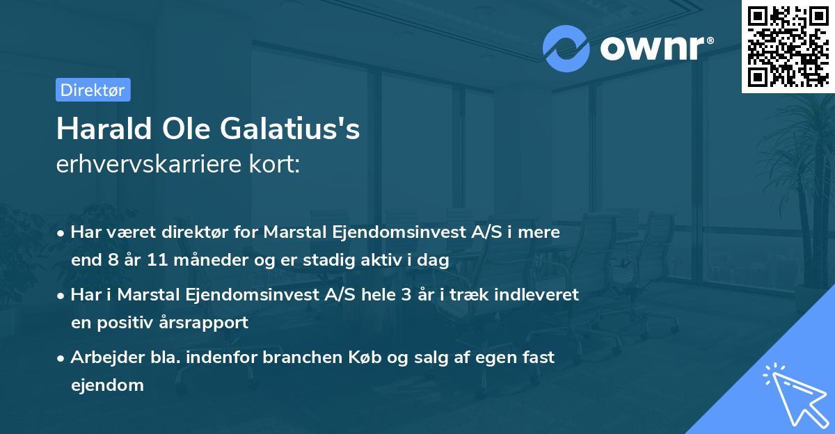 Harald Ole Galatius's erhvervskarriere kort