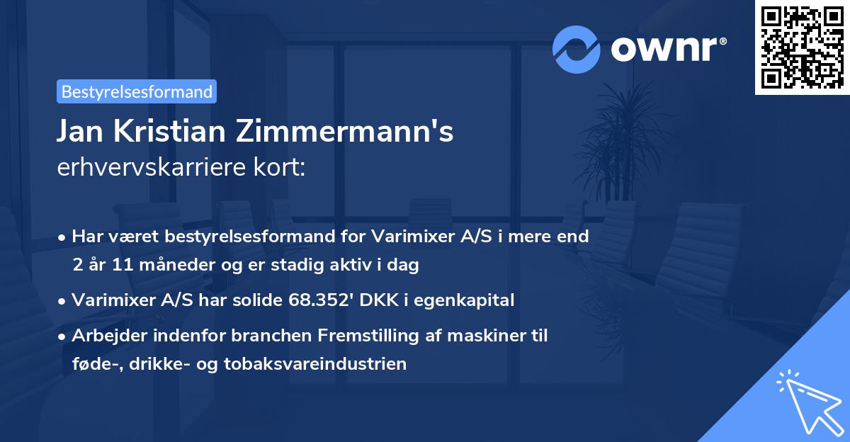 Jan Kristian Zimmermann's erhvervskarriere kort