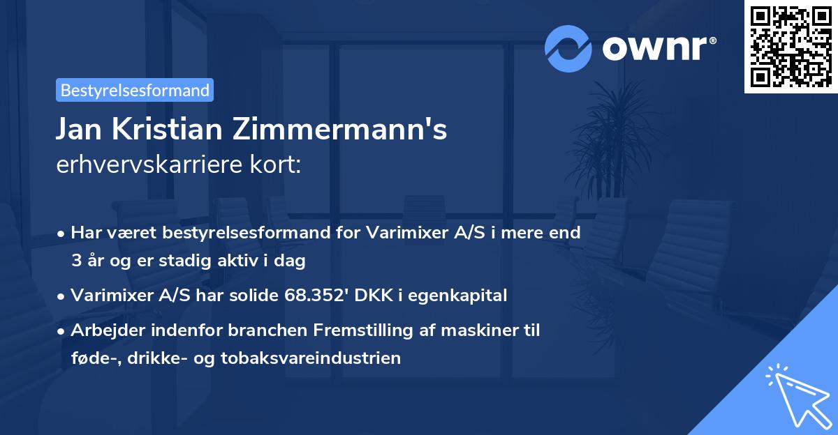 Jan Kristian Zimmermann's erhvervskarriere kort