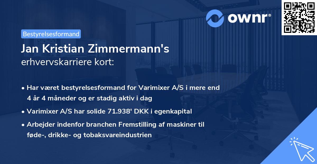 Jan Kristian Zimmermann's erhvervskarriere kort