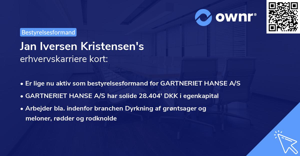 Jan Iversen Kristensen's erhvervskarriere kort