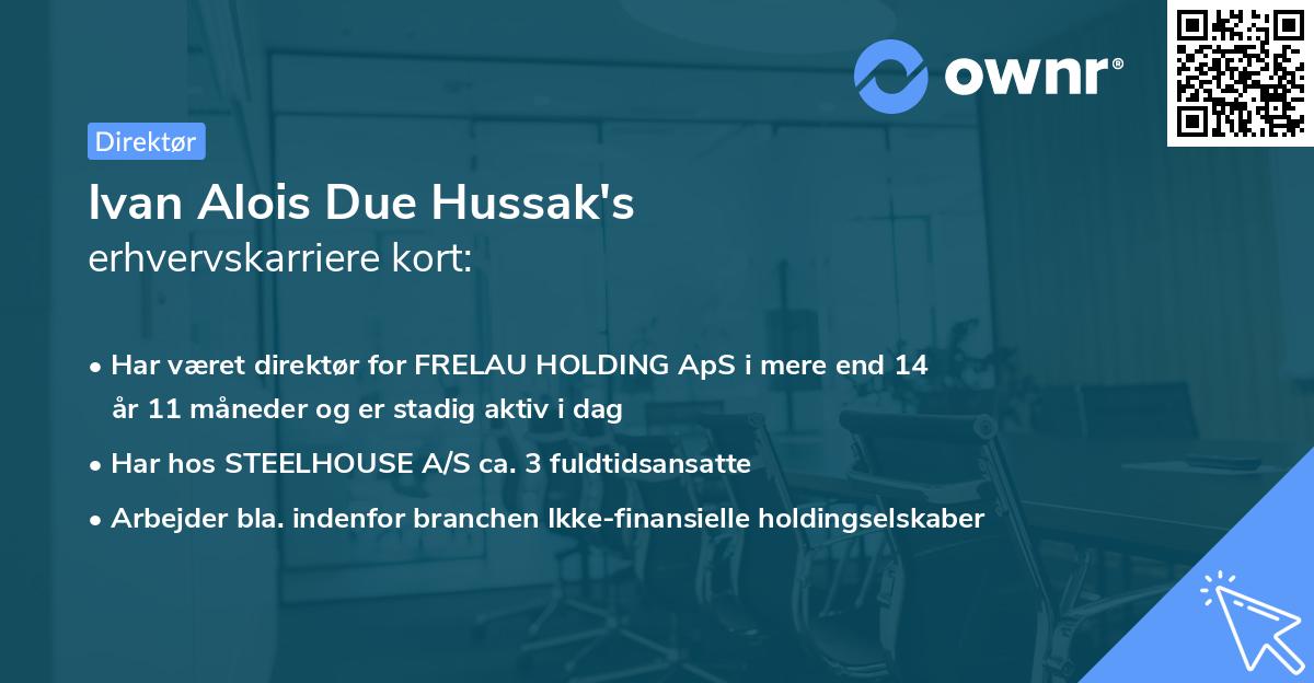 Ivan Alois Due Hussak's erhvervskarriere kort