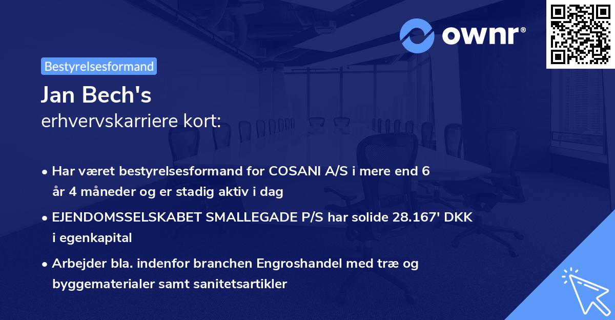 Jan Bech's erhvervskarriere kort