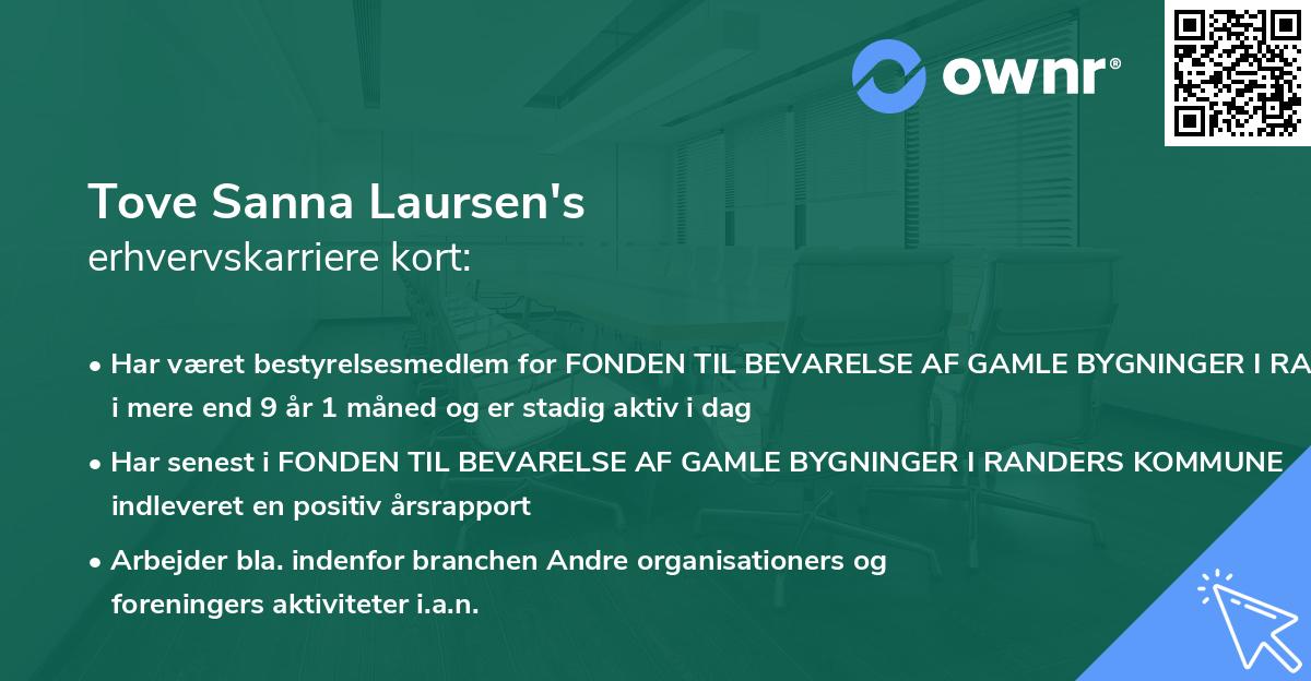 Tove Sanna Laursen's erhvervskarriere kort