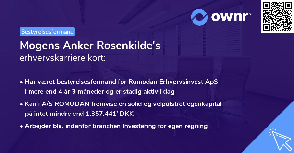 Mogens Anker Rosenkilde's erhvervskarriere kort