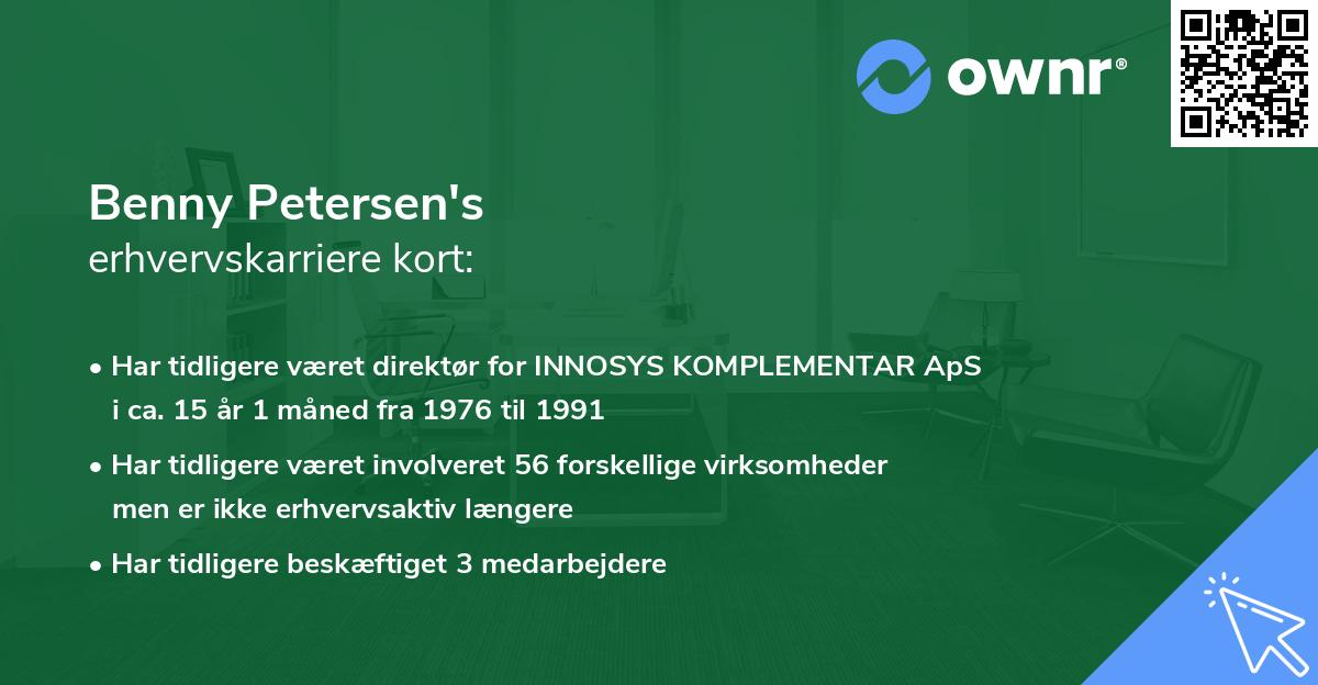 Benny Petersen's erhvervskarriere kort