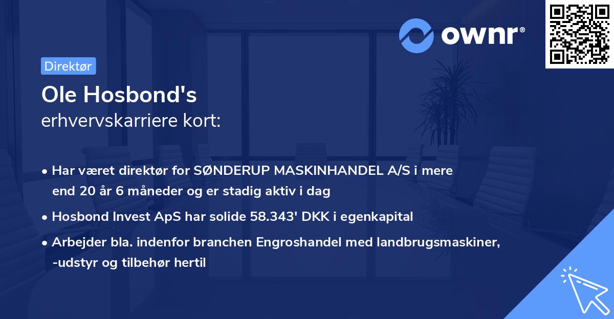 Ole Hosbond's erhvervskarriere kort