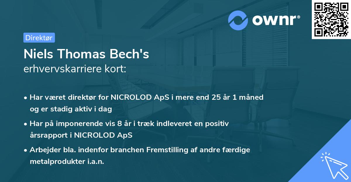 Niels Thomas Bech's erhvervskarriere kort