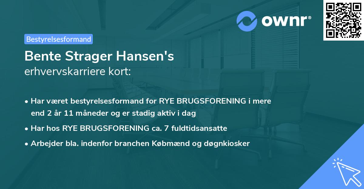 Bente Strager Hansen's erhvervskarriere kort