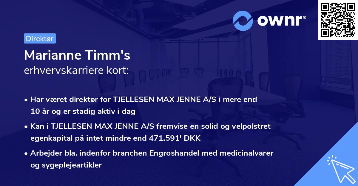 Marianne Timm's erhvervskarriere kort