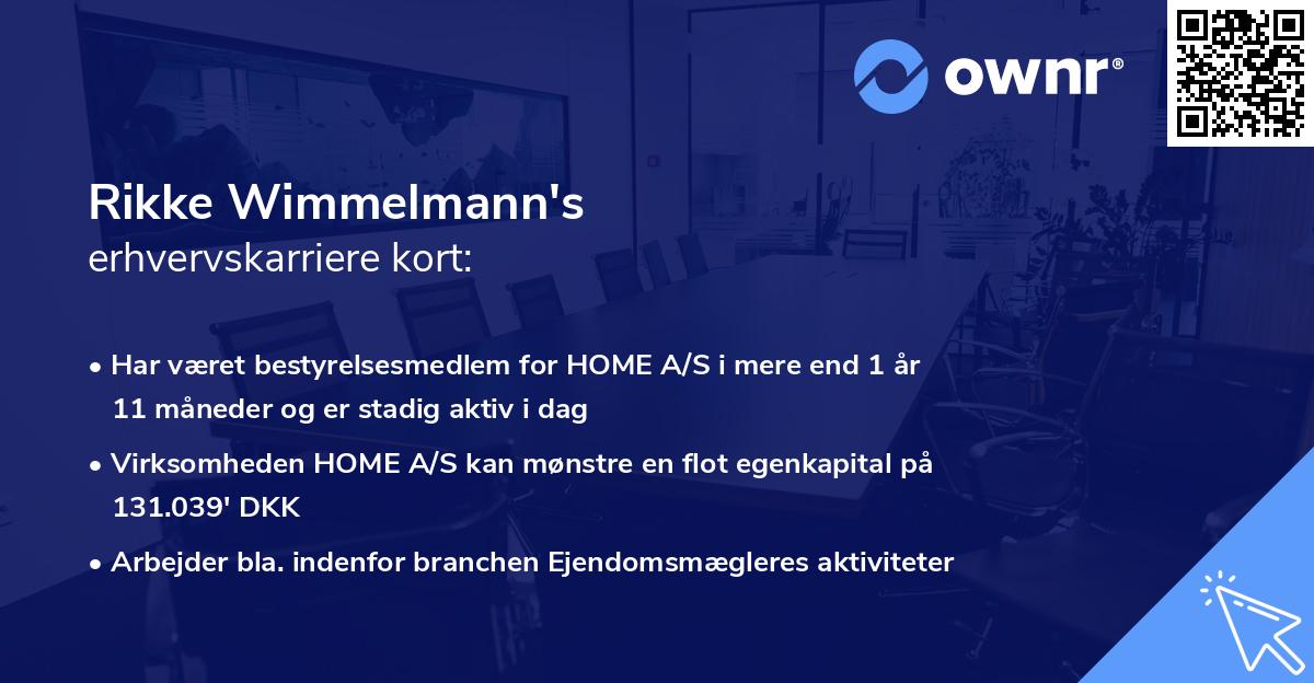 Rikke Wimmelmann's erhvervskarriere kort