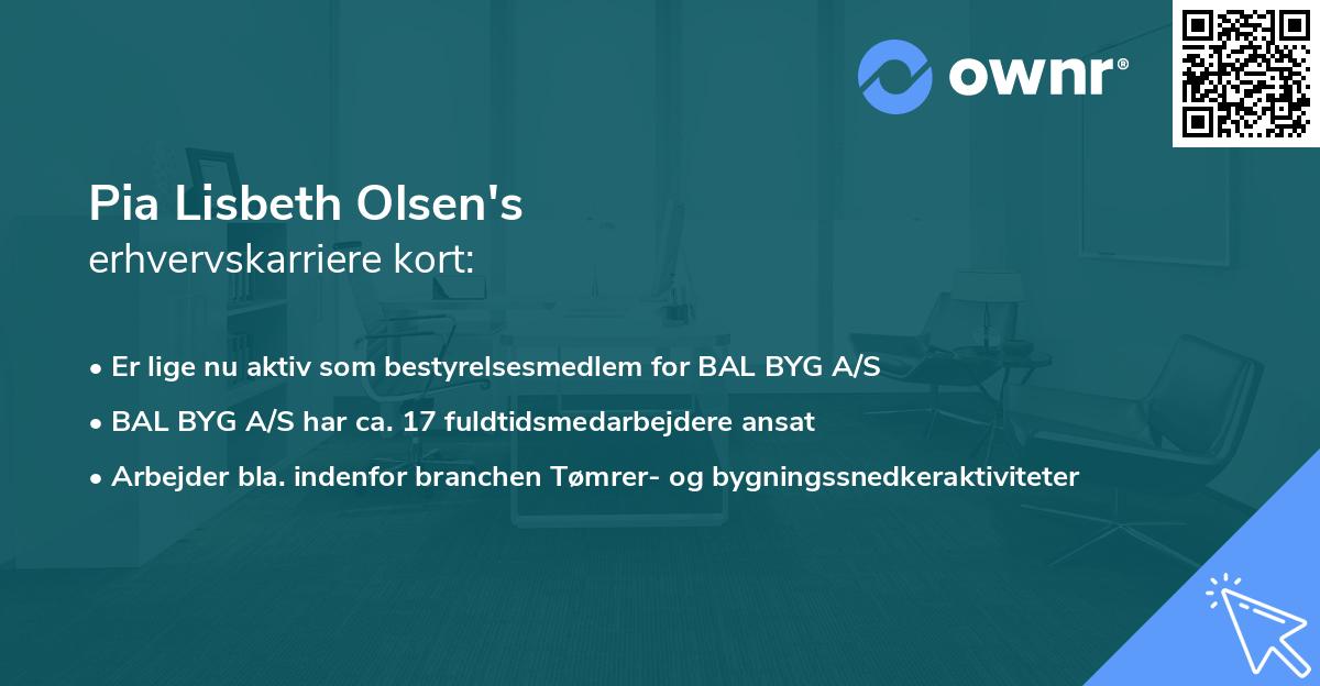 Pia Lisbeth Olsen's erhvervskarriere kort