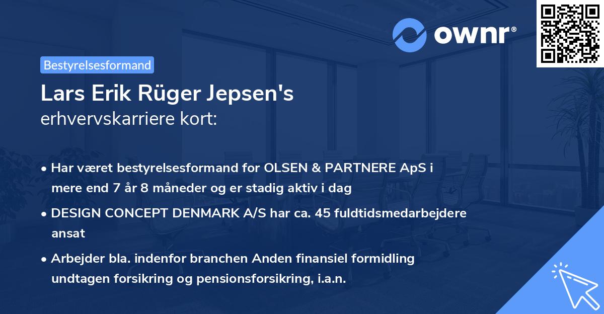 Lars Erik Rüger Jepsen's erhvervskarriere kort