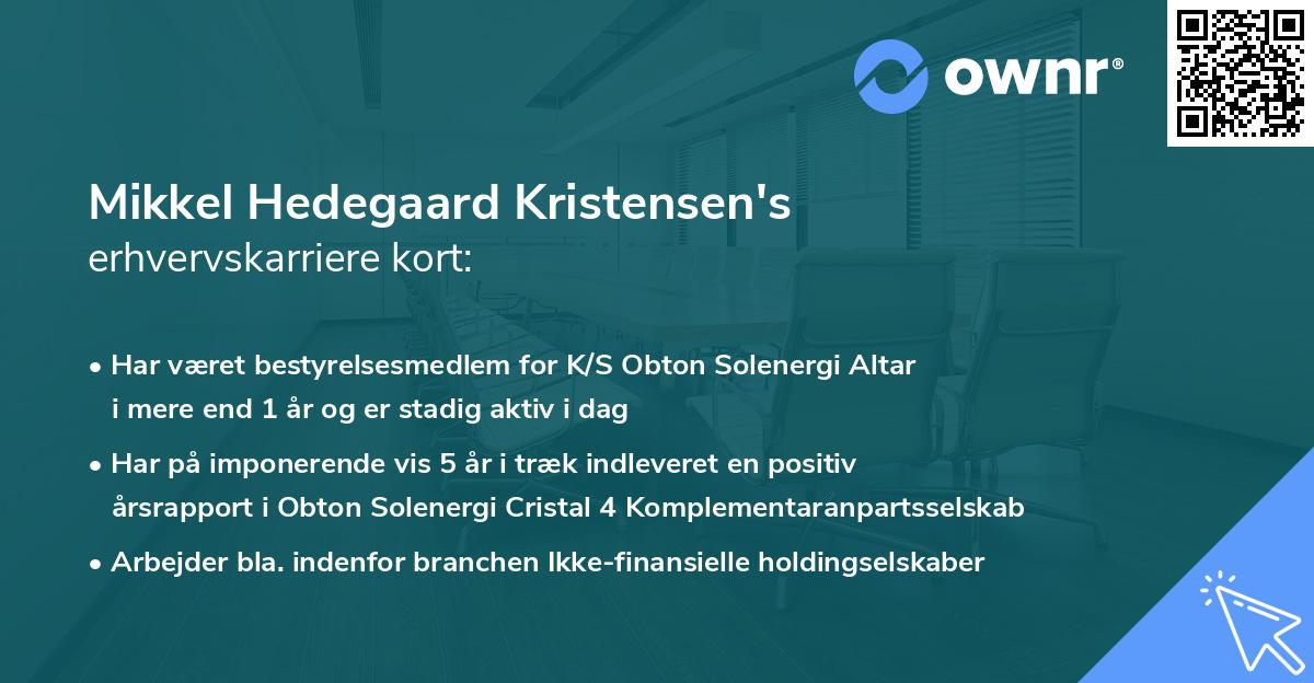 Mikkel Hedegaard Kristensen's erhvervskarriere kort