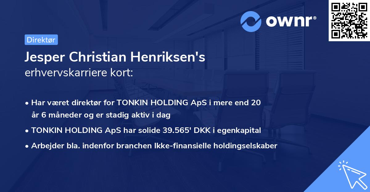 Jesper Christian Henriksen's erhvervskarriere kort