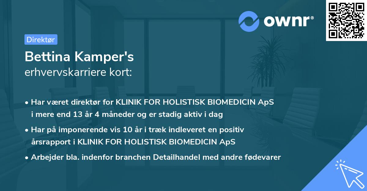 Bettina Kamper's erhvervskarriere kort