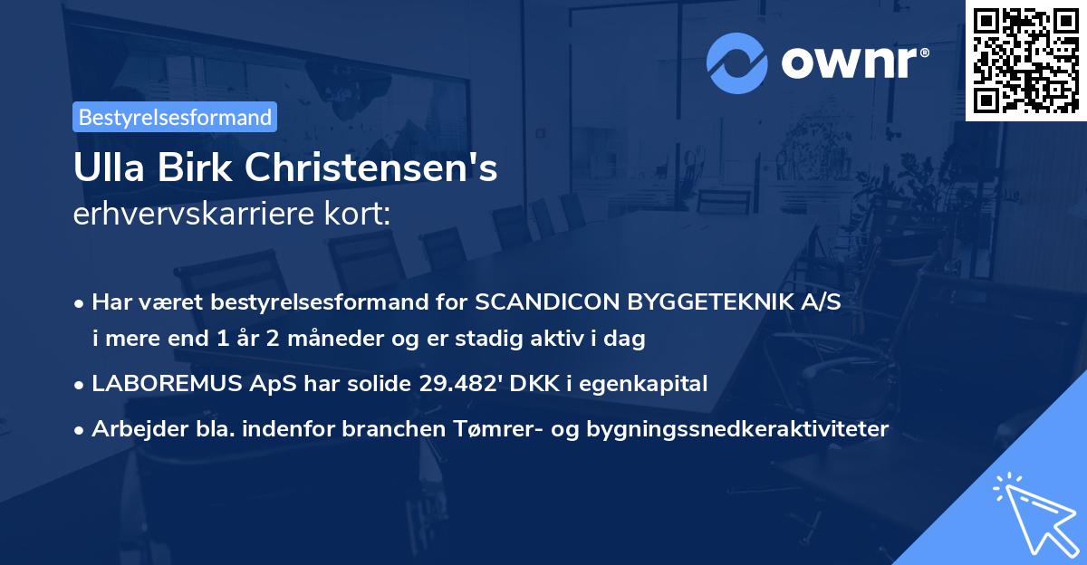 Ulla Birk Christensen's erhvervskarriere kort