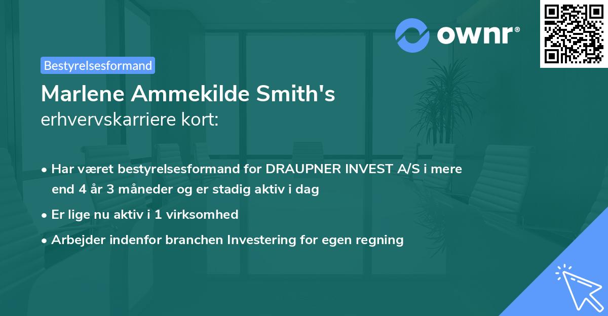 Marlene Ammekilde Smith's erhvervskarriere kort