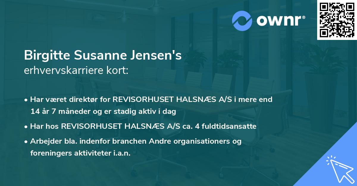 Birgitte Susanne Jensen's erhvervskarriere kort