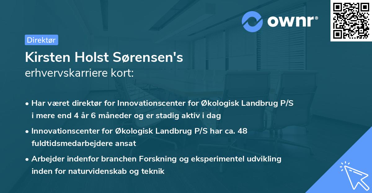 Kirsten Holst Sørensen's erhvervskarriere kort