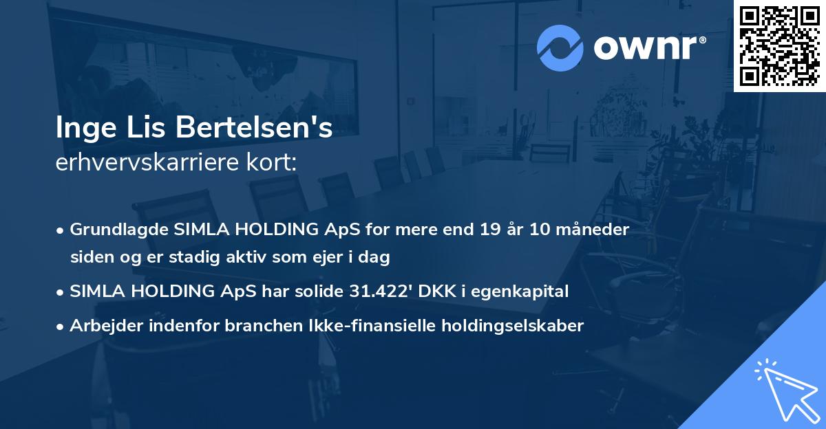 Inge Lis Bertelsen's erhvervskarriere kort