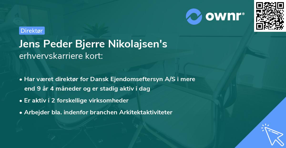 Jens Peder Bjerre Nikolajsen's erhvervskarriere kort
