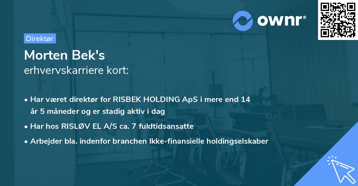 Morten Bek's erhvervskarriere kort