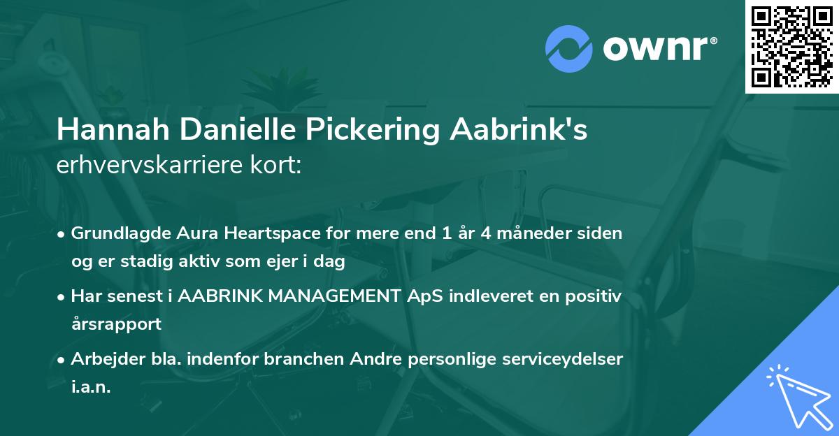 Hannah Danielle Pickering Aabrink's erhvervskarriere kort