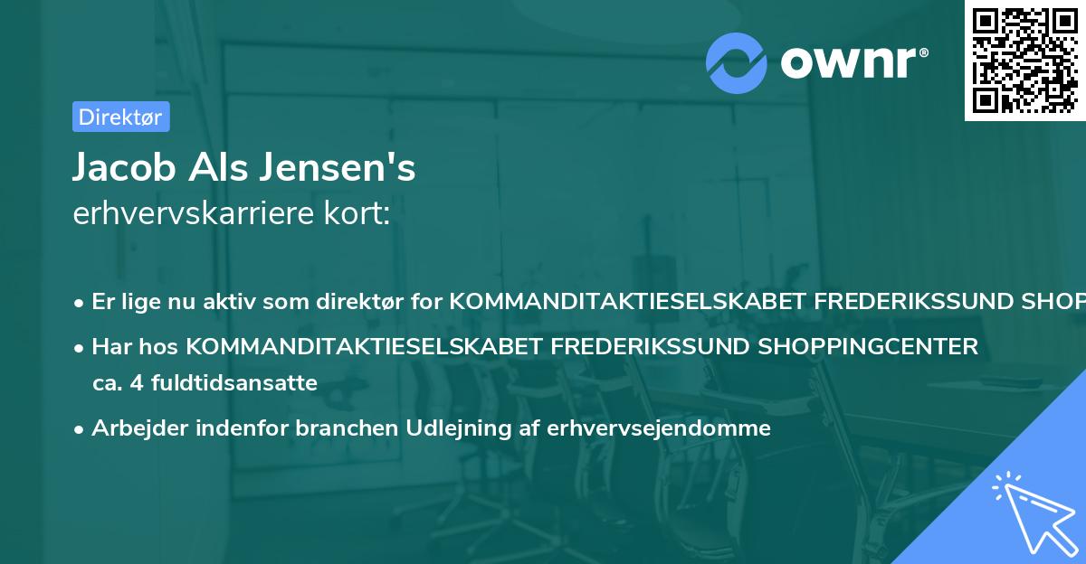 Jacob Als Jensen's erhvervskarriere kort