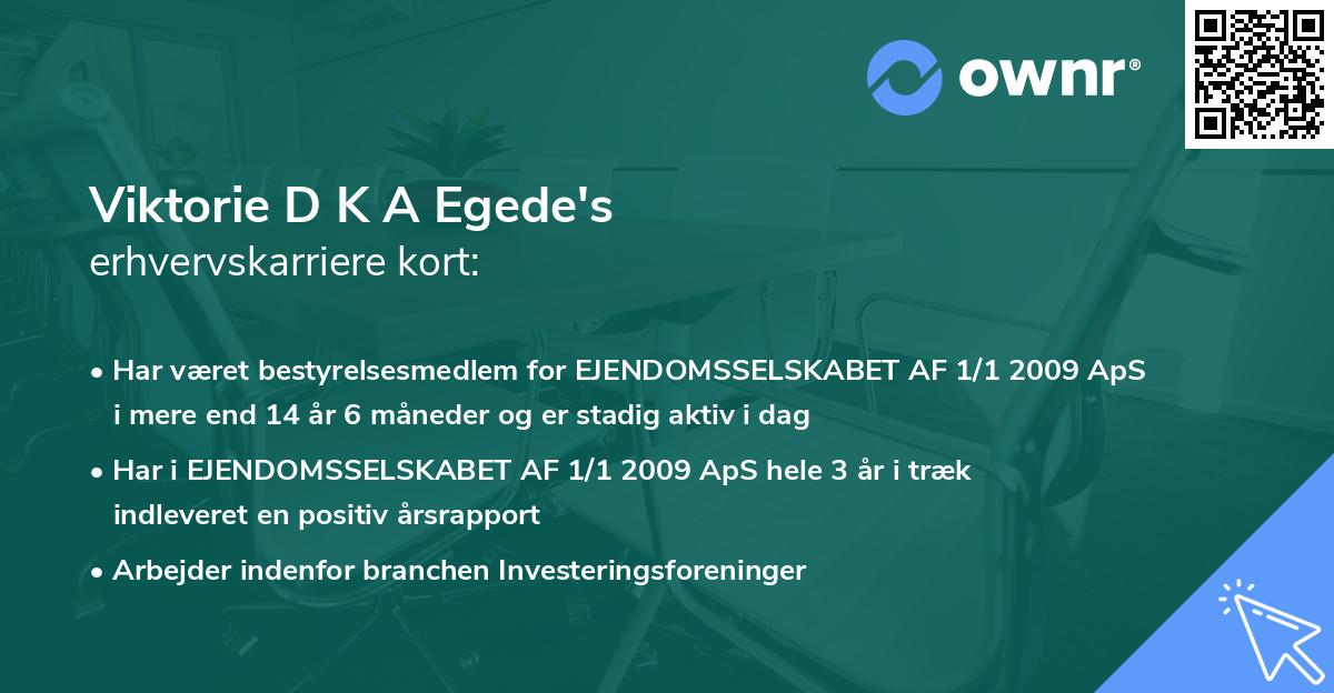 Viktorie D K A Egede's erhvervskarriere kort