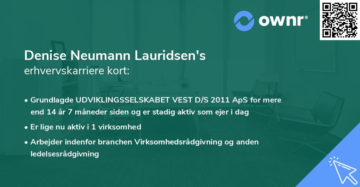 Denise Neumann Lauridsen's erhvervskarriere kort