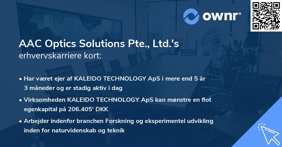 AAC Optics Solutions Pte., Ltd.'s erhvervskarriere kort