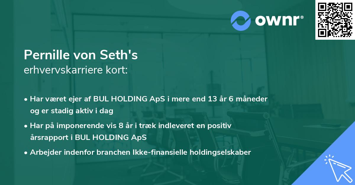 Pernille von Seth's erhvervskarriere kort