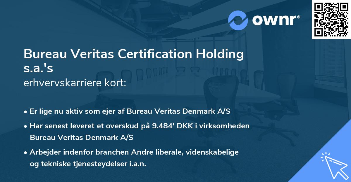 Bureau Veritas Certification Holding s.a.'s erhvervskarriere kort