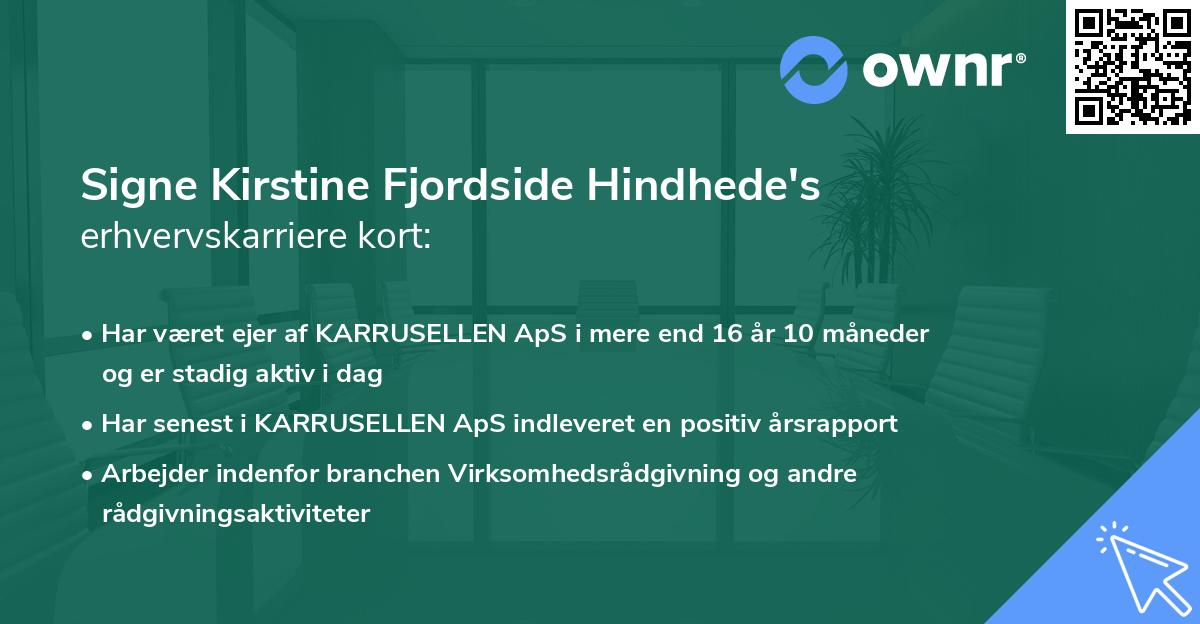 Signe Kirstine Fjordside Hindhede's erhvervskarriere kort