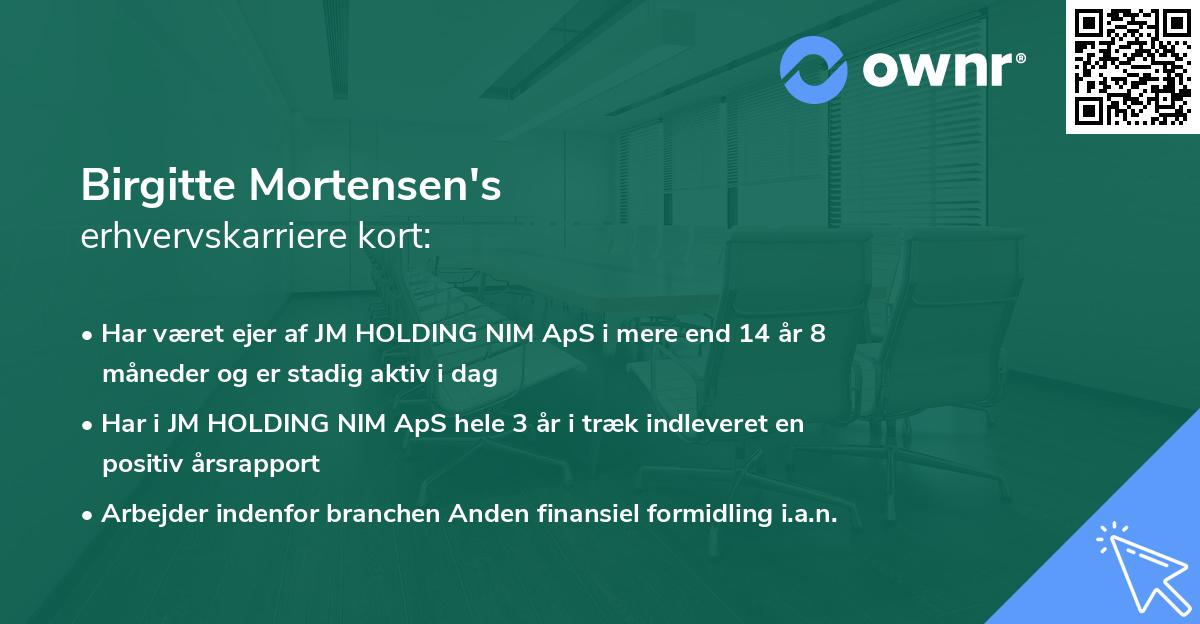 Birgitte Mortensen's erhvervskarriere kort