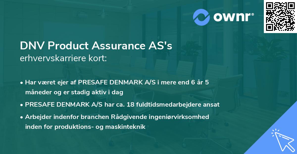 DNV Product Assurance AS's erhvervskarriere kort