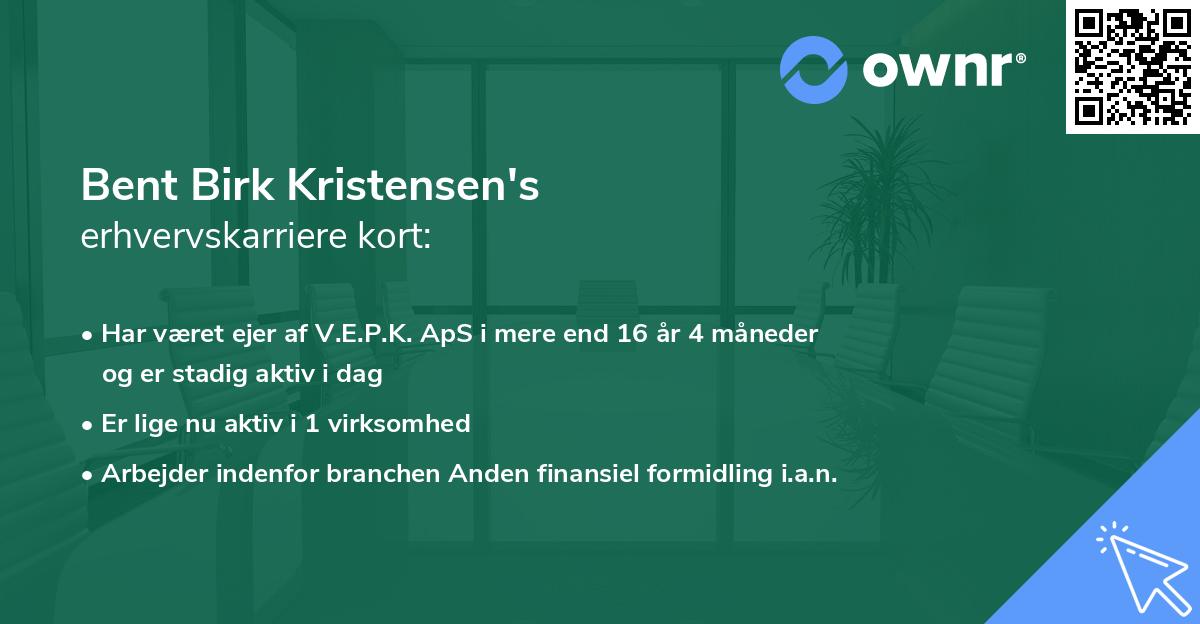 Bent Birk Kristensen's erhvervskarriere kort