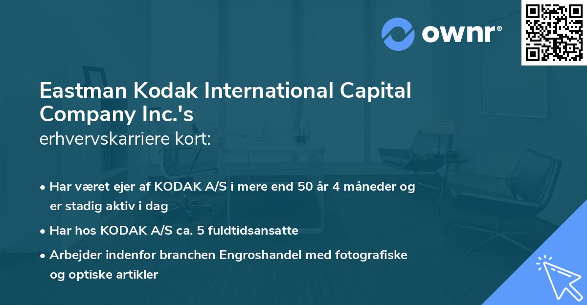 Eastman Kodak International Capital Company Inc.'s erhvervskarriere kort