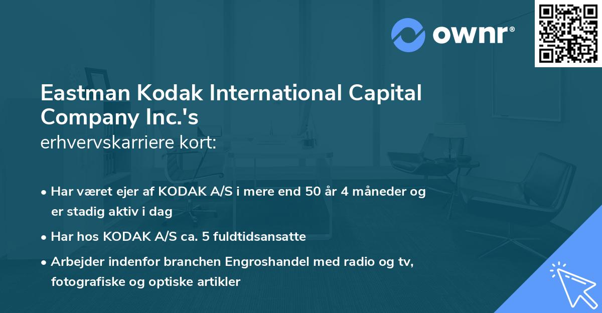 Eastman Kodak International Capital Company Inc.'s erhvervskarriere kort