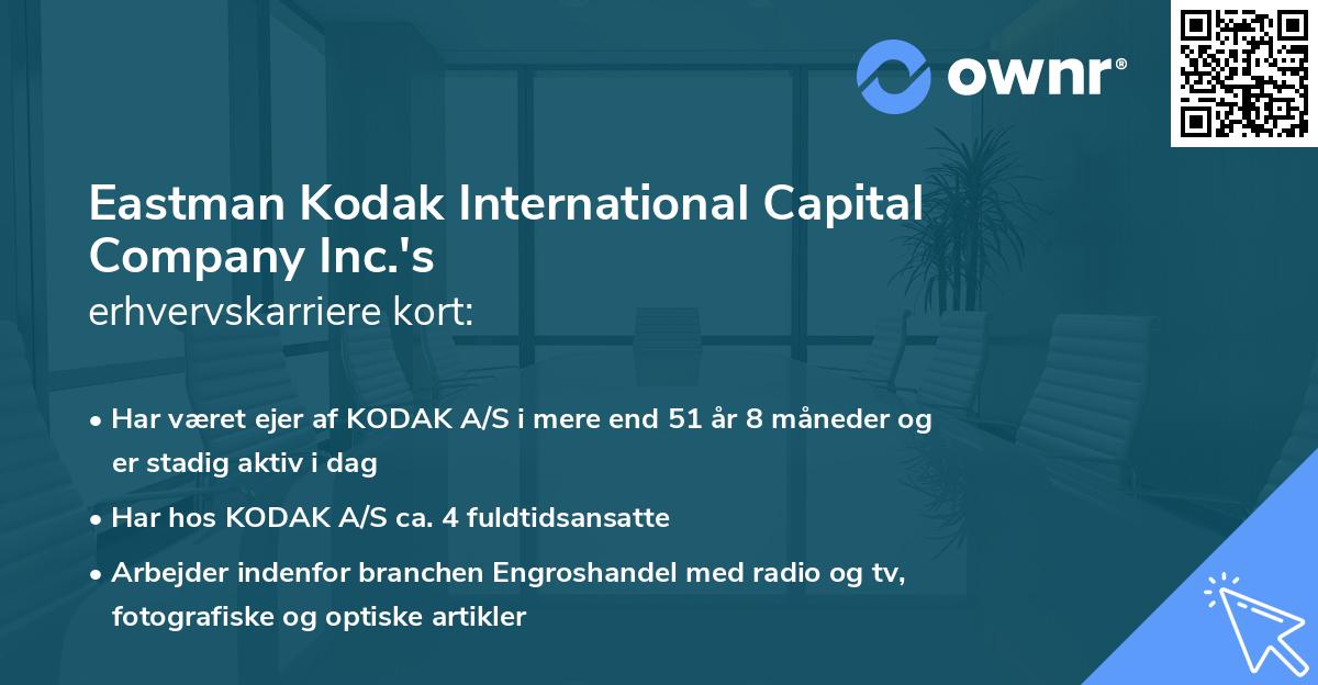 Eastman Kodak International Capital Company Inc.'s erhvervskarriere kort