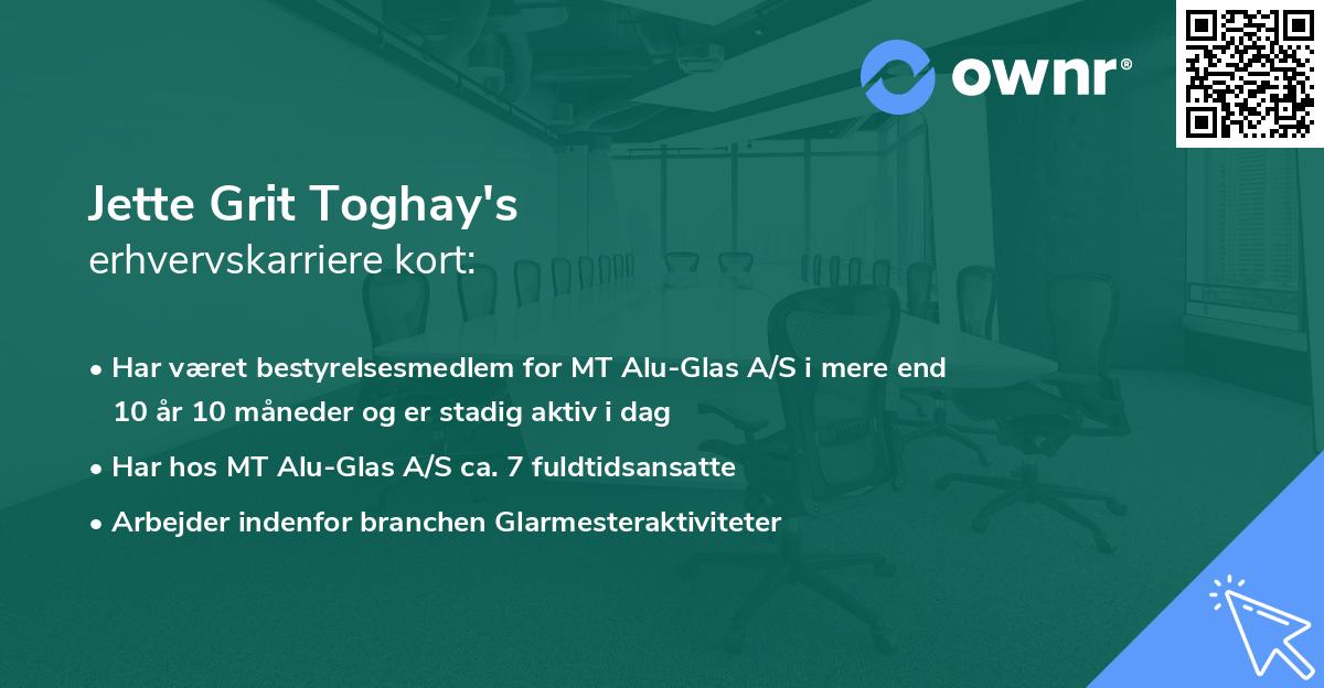 Jette Grit Toghay's erhvervskarriere kort