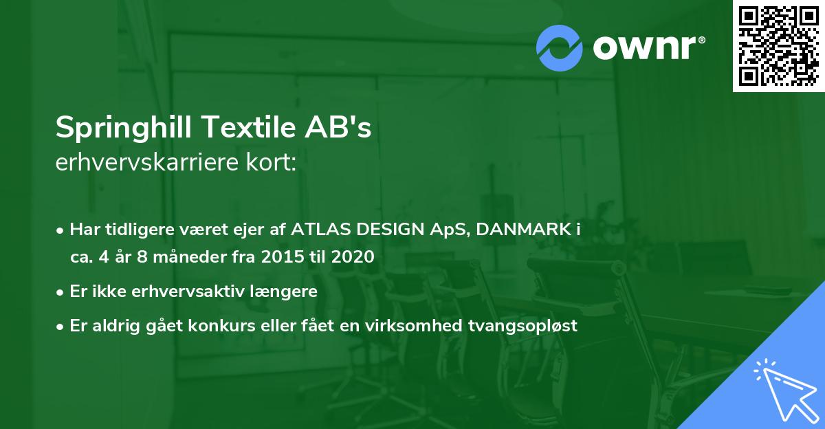 Springhill Textile AB's erhvervskarriere kort