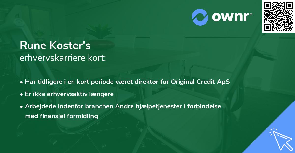 Rune Koster's erhvervskarriere kort