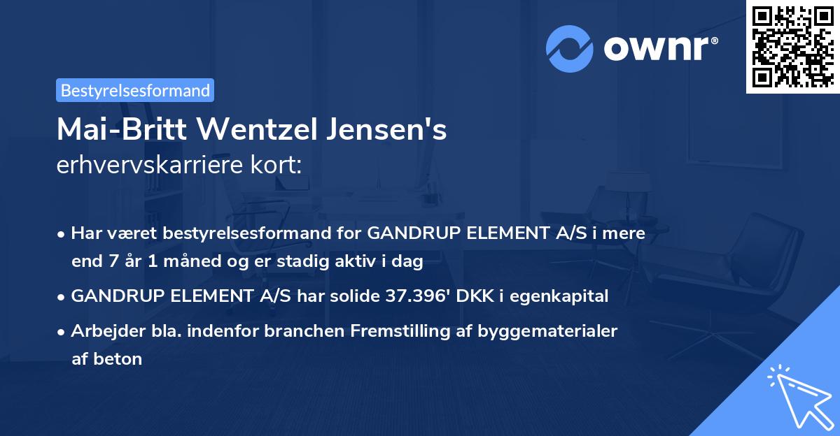 Mai-Britt Wentzel Jensen's erhvervskarriere kort