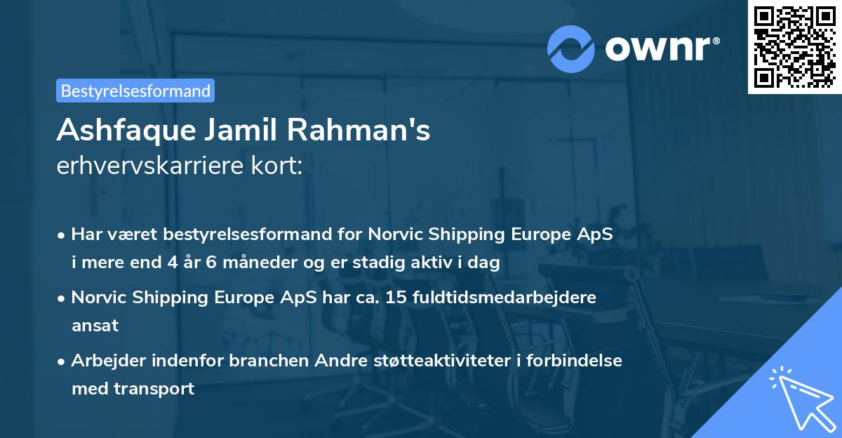 Ashfaque Jamil Rahman's erhvervskarriere kort