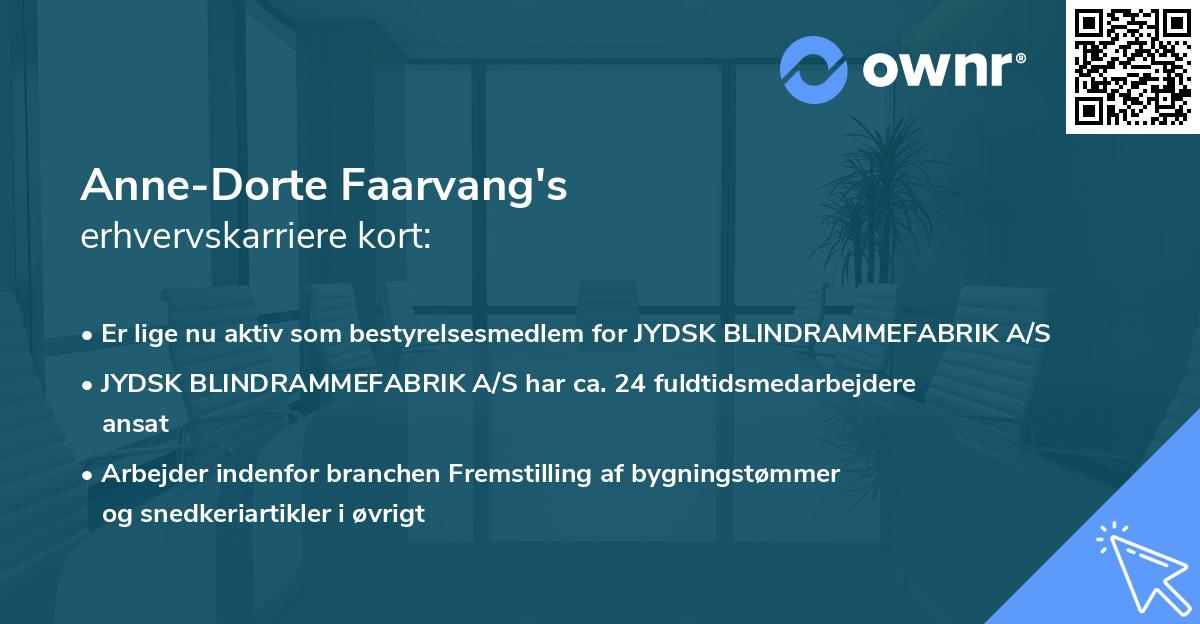Anne-Dorte Faarvang's erhvervskarriere kort