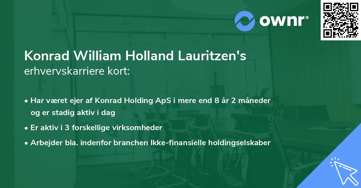 Konrad William Holland Lauritzen's erhvervskarriere kort