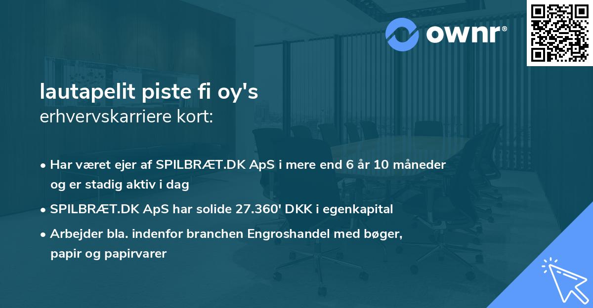 lautapelit piste fi oy's erhvervskarriere kort