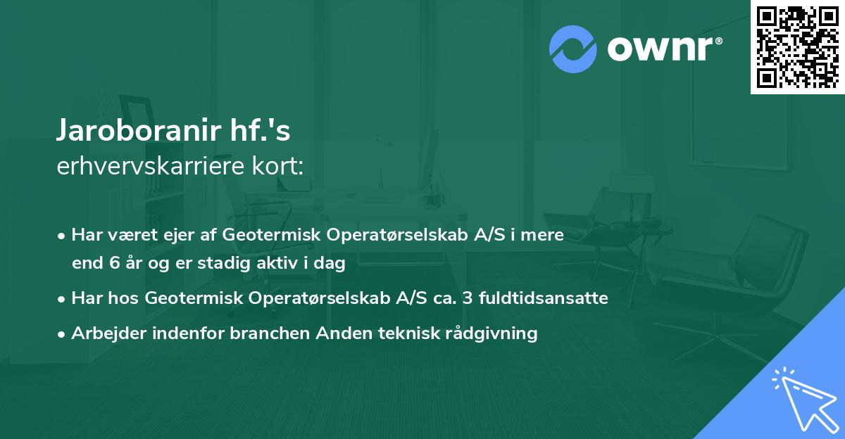 Jaroboranir hf.'s erhvervskarriere kort